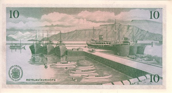 Back of Iceland p42a: 10 Kronur from 1961