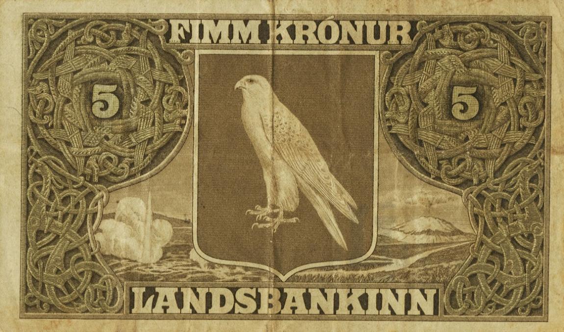 Back of Iceland p4a: 5 Kronur from 1885