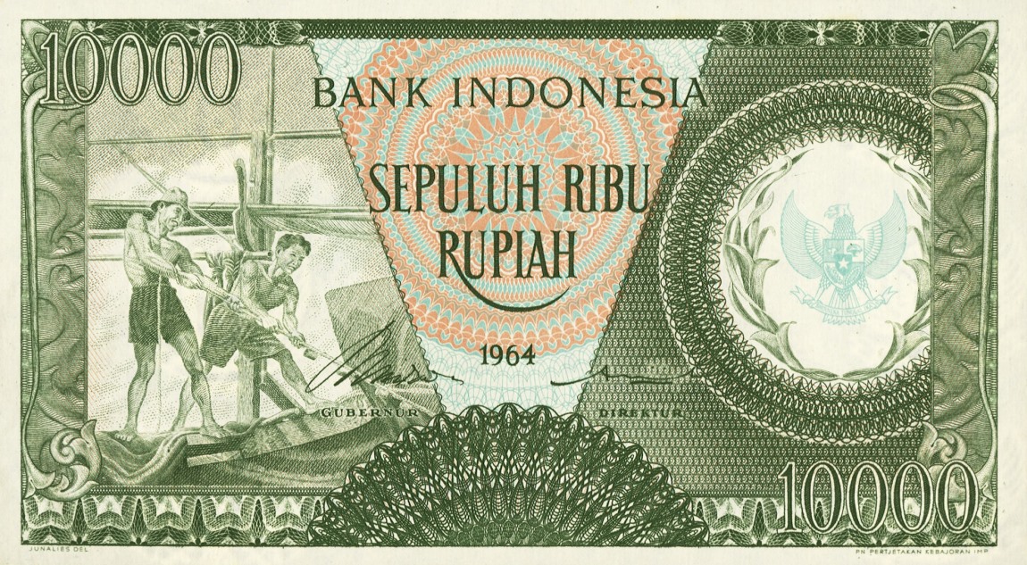 Front of Indonesia p100: 10000 Rupiah from 1964