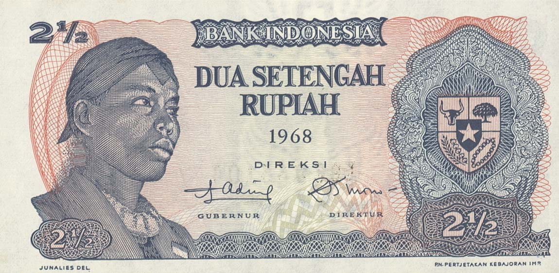 Front of Indonesia p103a: 2.5 Rupiah from 1968