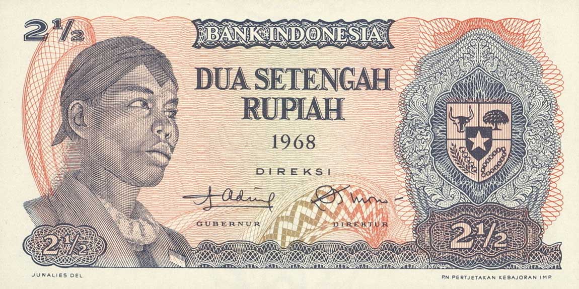 Front of Indonesia p103r: 2.5 Rupiah from 1968