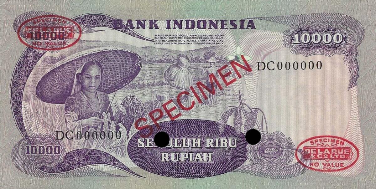Back of Indonesia p114As: 10000 Rupiah from 1975