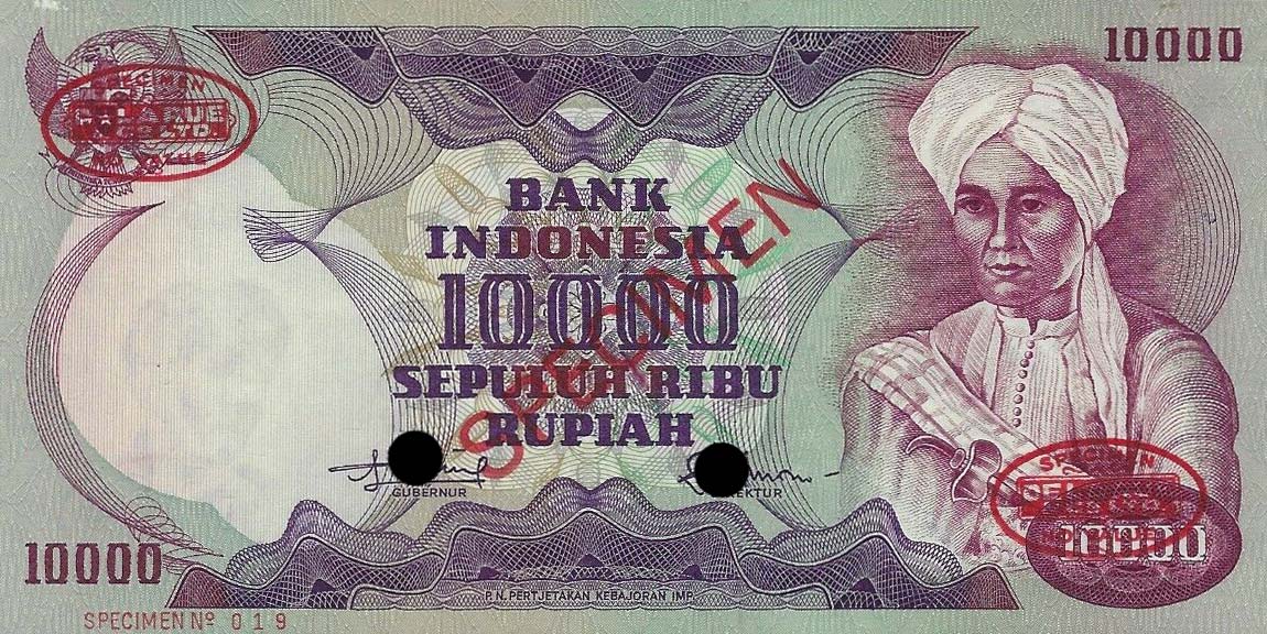 Front of Indonesia p114As: 10000 Rupiah from 1975