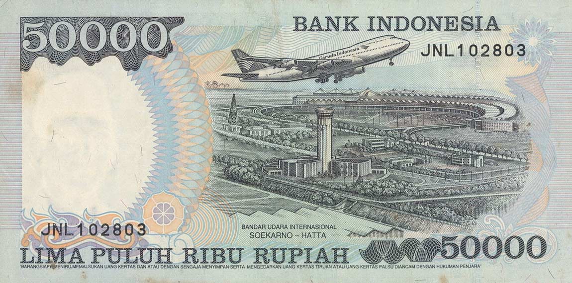 Back of Indonesia p136d: 50000 Rupiah from 1998