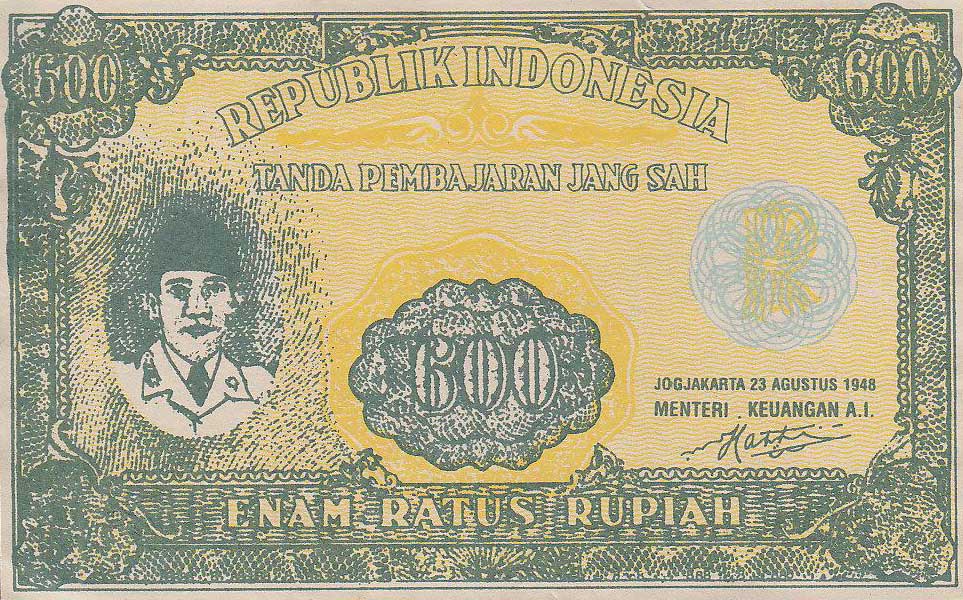 Front of Indonesia p35A: 600 Rupiah from 1948