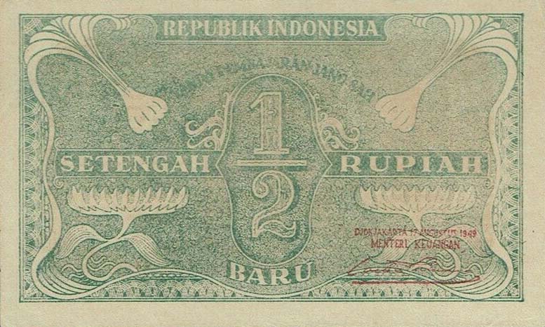 Front of Indonesia p35Ca: 0.5 New Rupiah from 1949