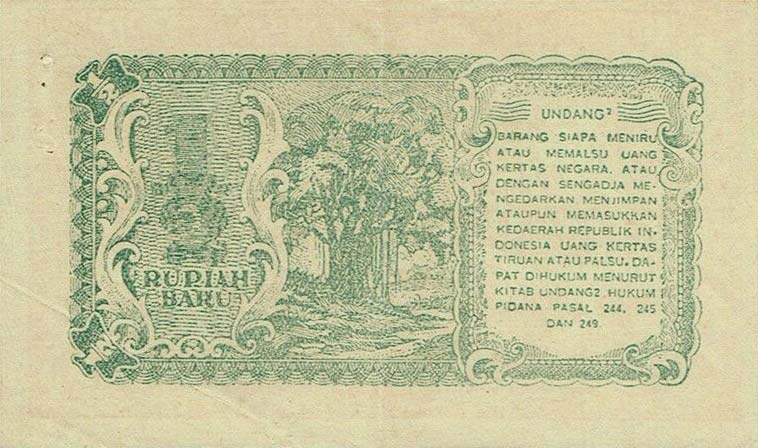 Back of Indonesia p35Cb: 0.5 New Rupiah from 1949