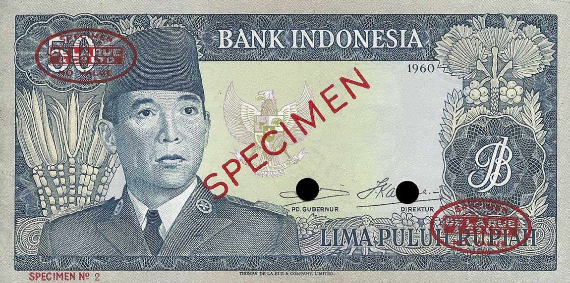 Front of Indonesia p85s: 50 Rupiah from 1960