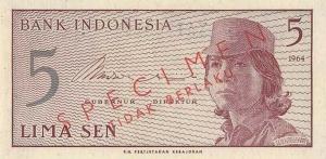 p91s from Indonesia: 5 Sen from 1964