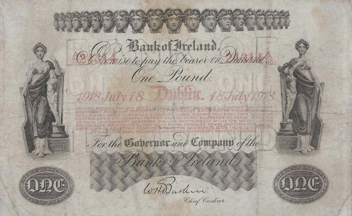 Front of Ireland p84a: 1 Pound from 1918