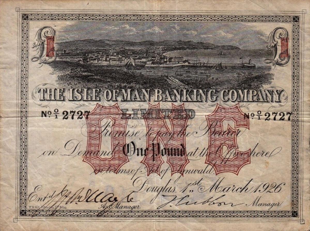 Front of Isle of Man p3Ab: 1 Pound from 1916
