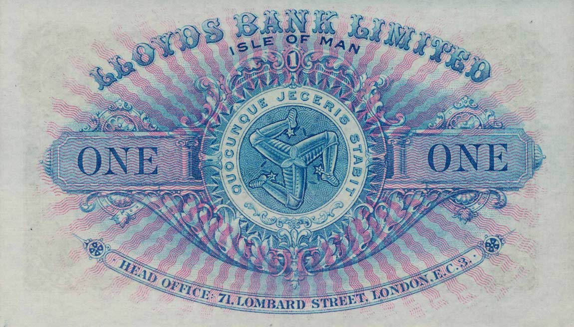 Back of Isle of Man p13r: 1 Pound from 1955