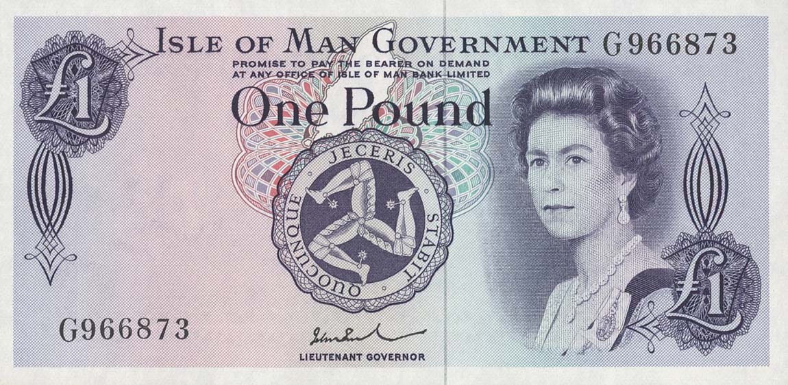 Front of Isle of Man p29e: 1 Pound from 1972