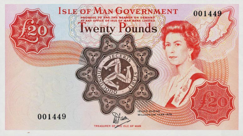 Front of Isle of Man p32: 20 Pounds from 1979