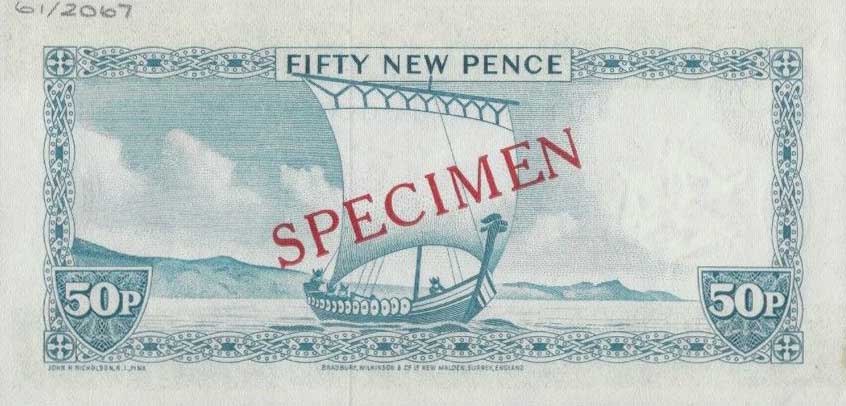 Back of Isle of Man p33s: 50 New Pence from 1979