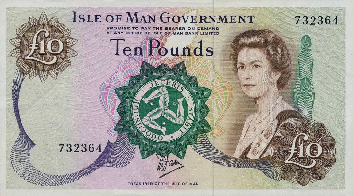 Front of Isle of Man p36a: 10 Pounds from 1979