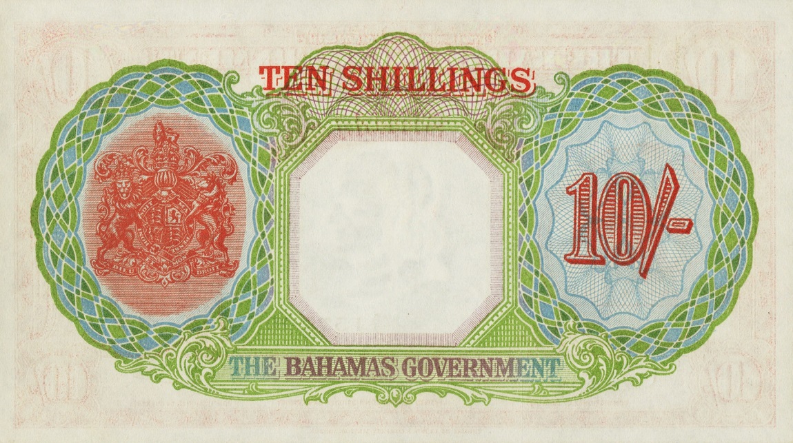 Back of Bahamas p10d: 10 Shillings from 1936