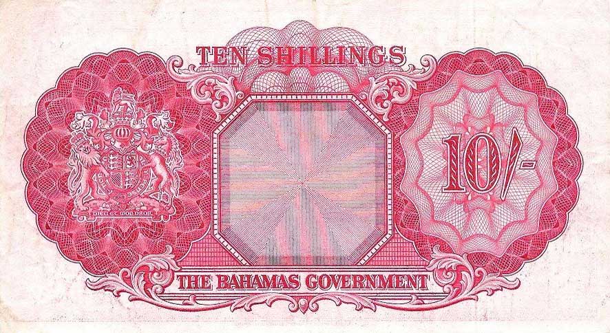 Back of Bahamas p14a: 10 Shillings from 1953