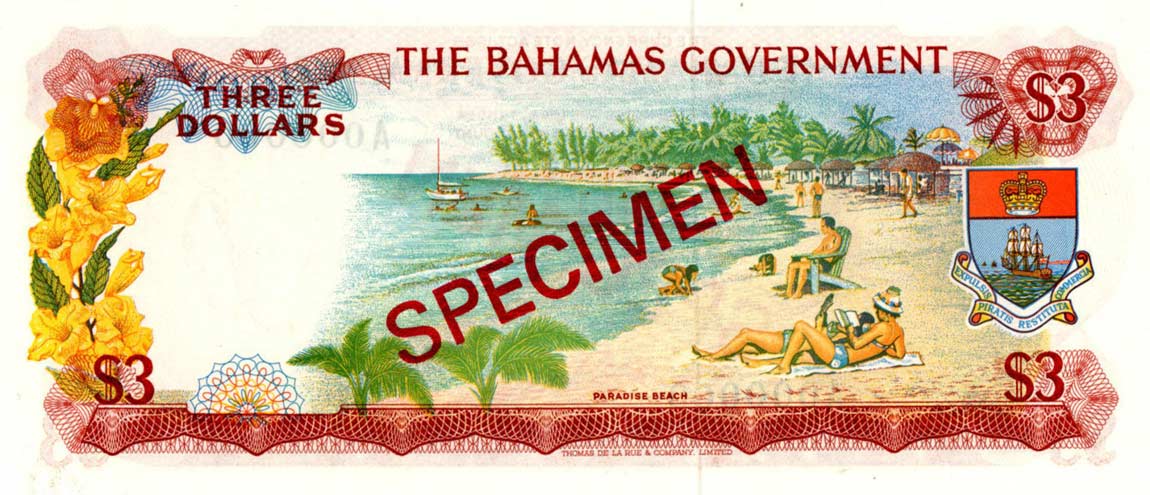 Back of Bahamas p19s: 3 Dollars from 1965