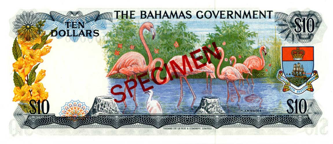 Back of Bahamas p22s: 10 Dollars from 1965