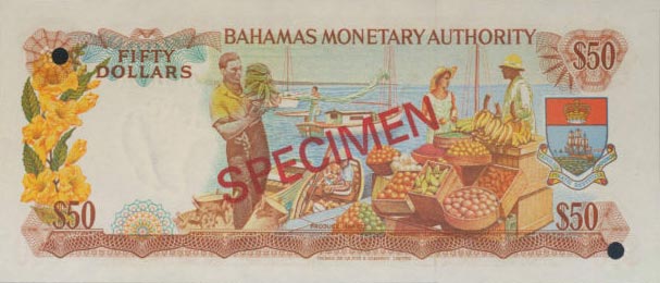 Back of Bahamas p32s: 50 Dollars from 1968