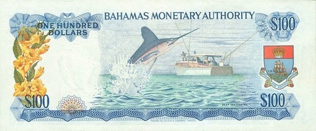 Back of Bahamas p33a: 100 Dollars from 1968