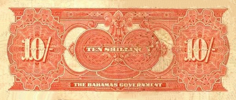 Back of Bahamas p3b: 10 Shillings from 1919