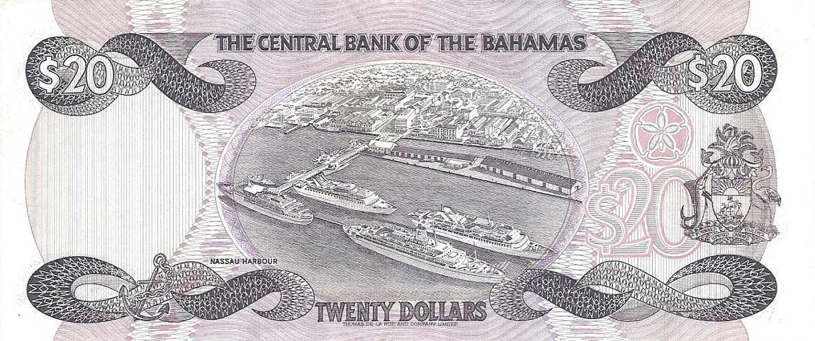 Back of Bahamas p47a: 20 Dollars from 1974