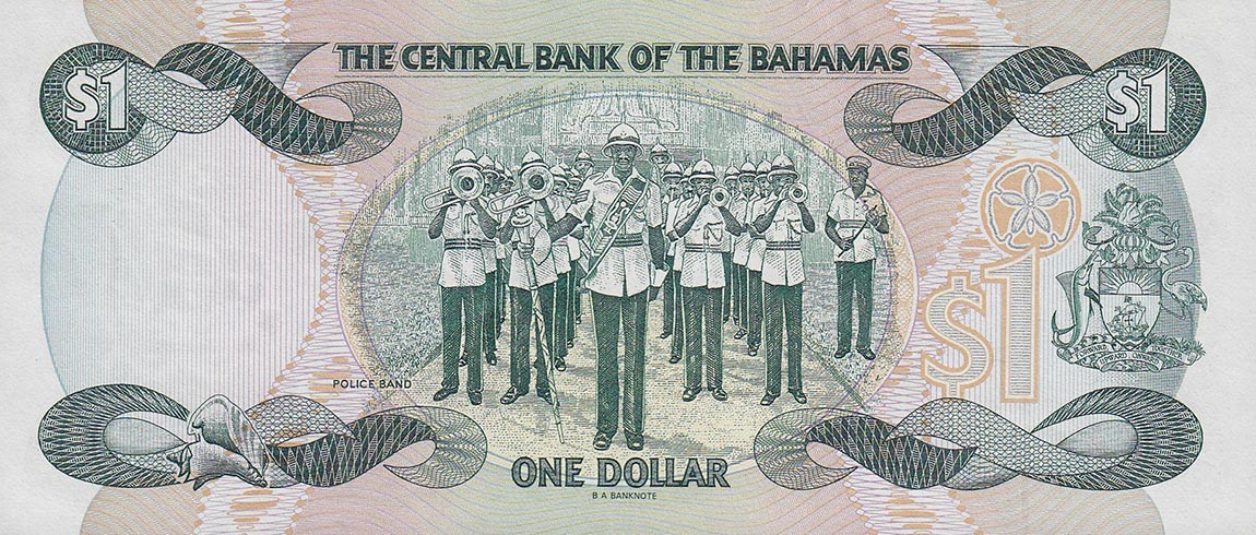 Back of Bahamas p51a: 1 Dollar from 1974