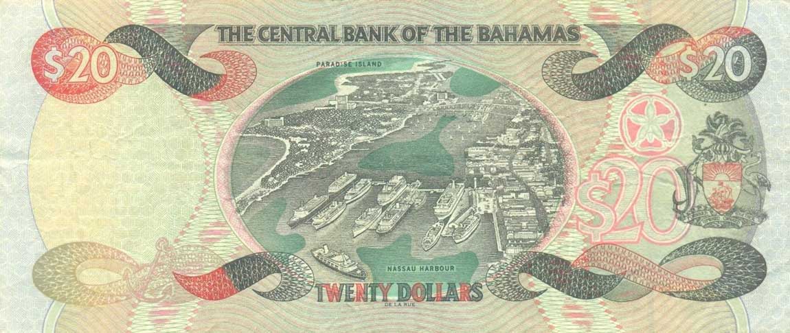 Back of Bahamas p65A: 20 Dollars from 2000