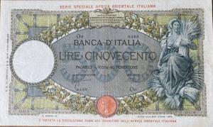 p3b from Italian East Africa: 500 Lire from 1939