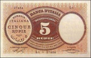 p3 from Italian Somaliland: 5 Rupia from 1920