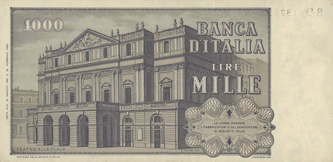 Back of Italy p101h: 1000 Lire from 1981