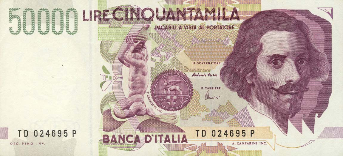 Front of Italy p116c: 50000 Lire from 1992