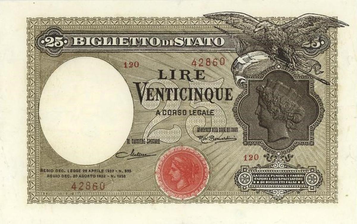 Front of Italy p24b: 25 Lire from 1923