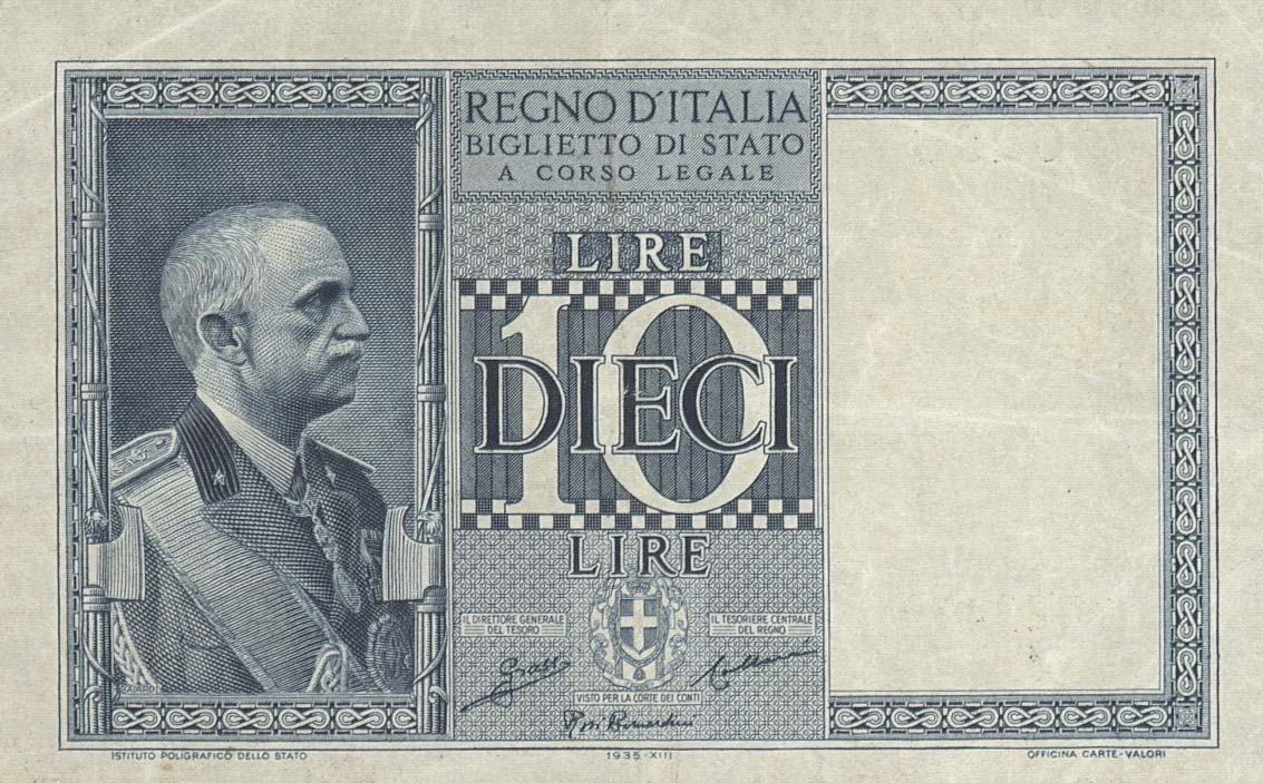 Front of Italy p25a: 10 Lire from 1935