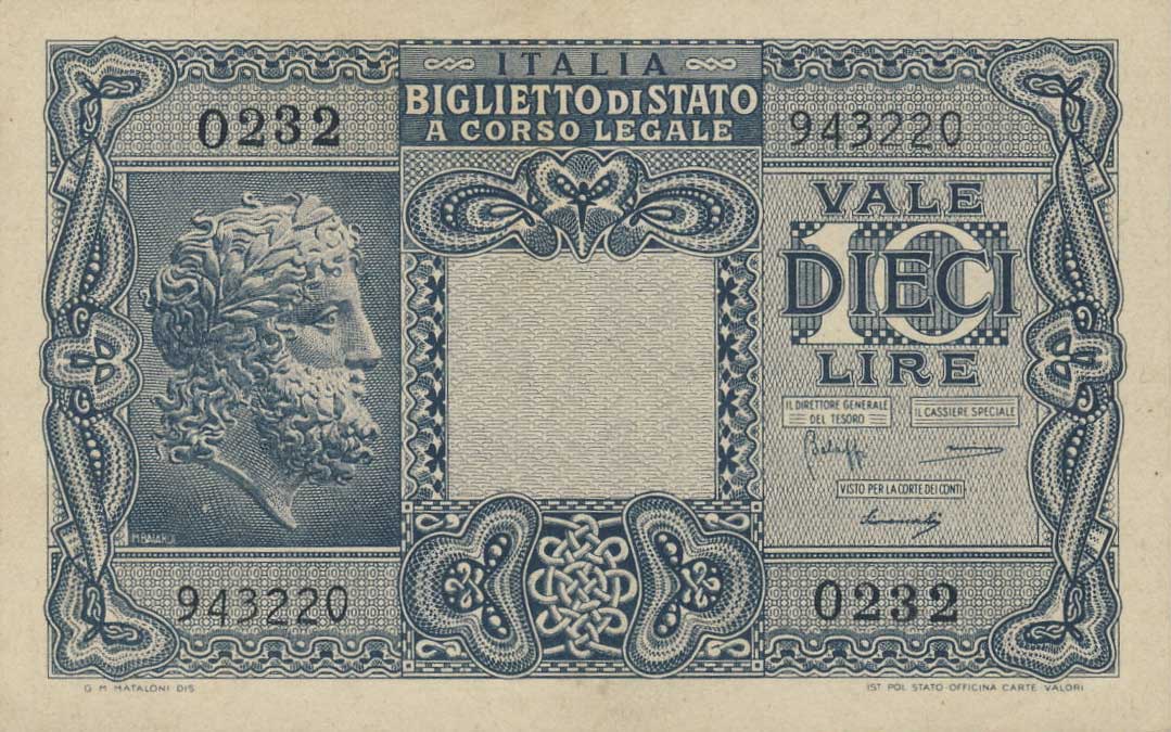 Front of Italy p32b: 10 Lire from 1944