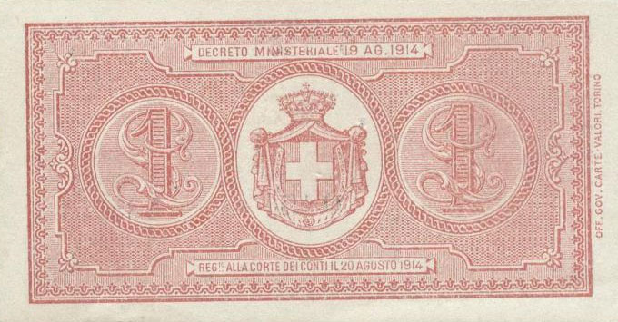 Back of Italy p36a: 1 Lira from 1914