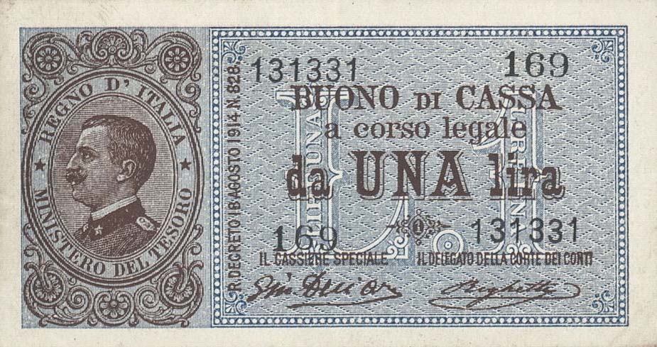 Front of Italy p36b: 1 Lira from 1914
