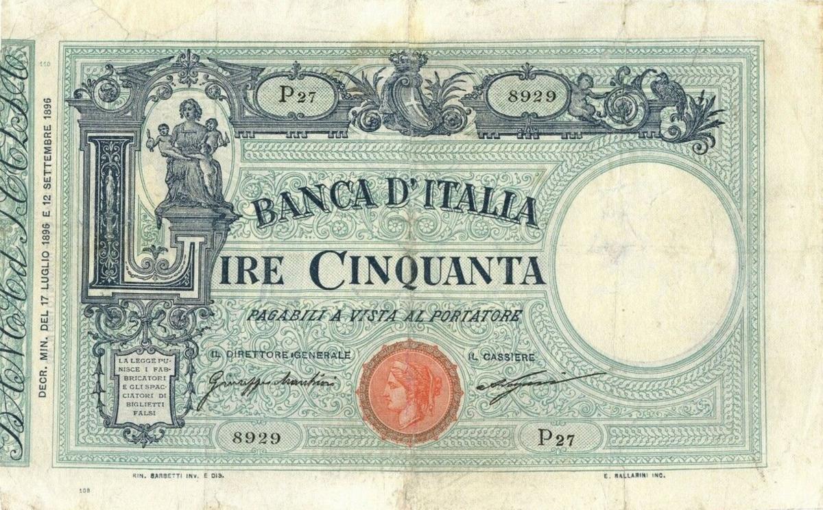 Front of Italy p38a: 50 Lire from 1896