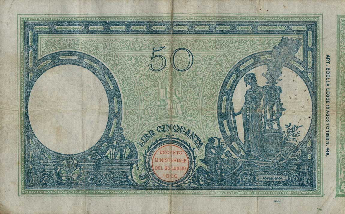 Back of Italy p38b: 50 Lire from 1899