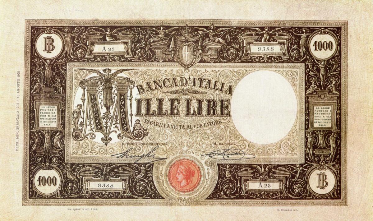 Front of Italy p46: 1000 Lire from 1921
