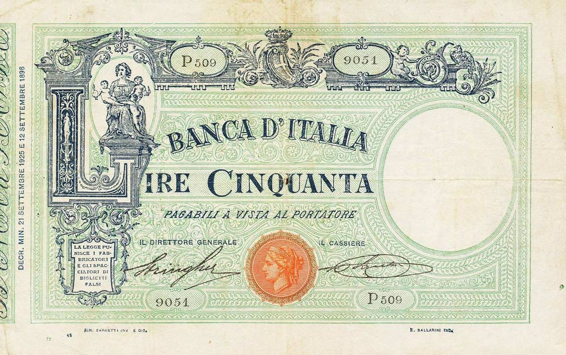 Front of Italy p47a: 50 Lire from 1928