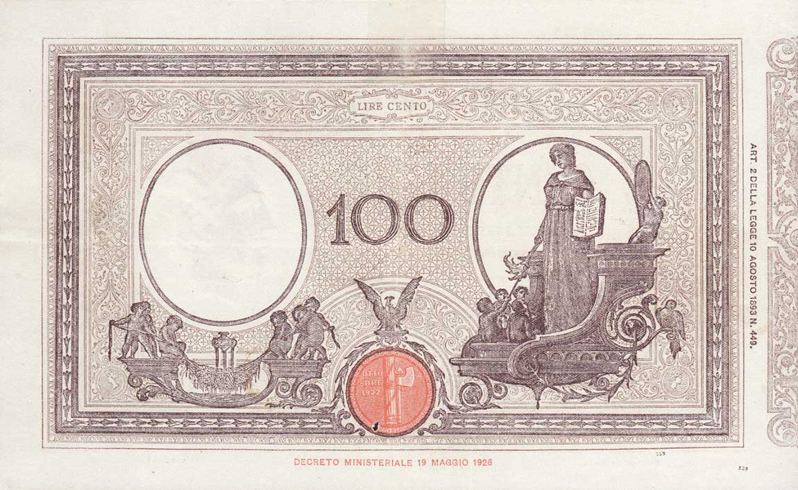 Back of Italy p48a: 100 Lire from 1928