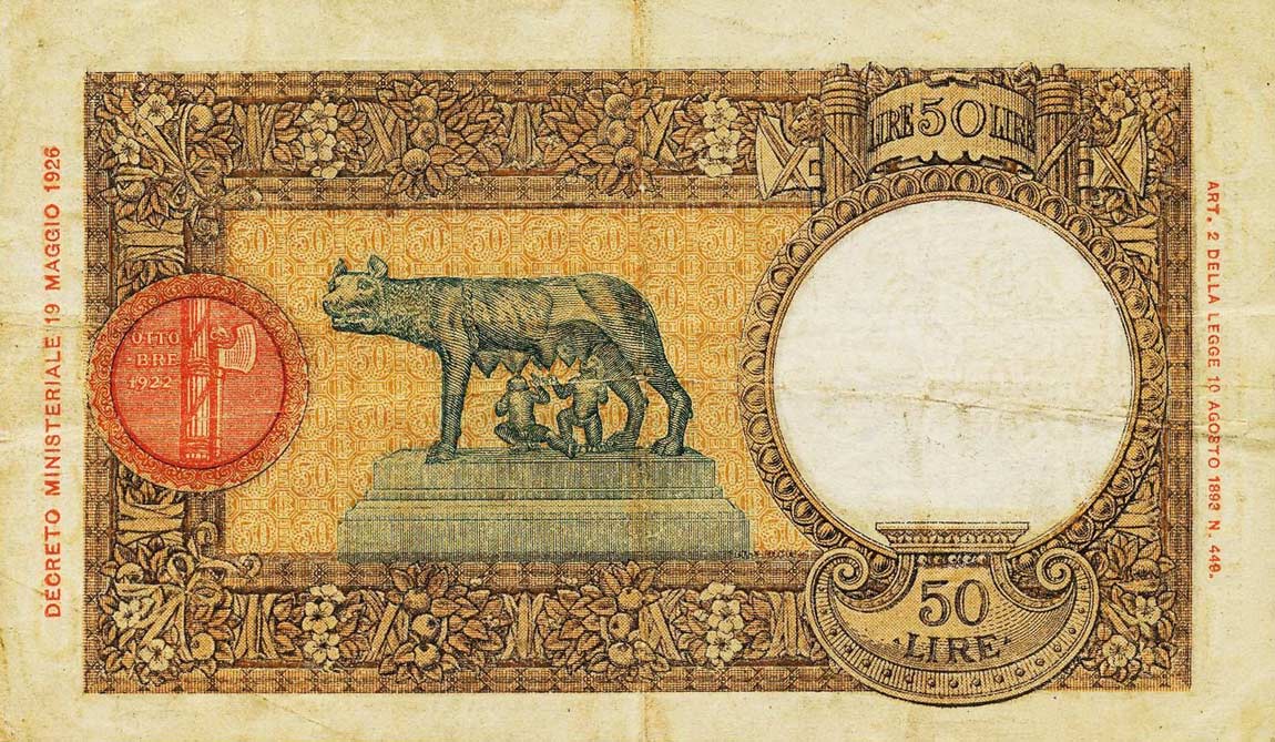Back of Italy p54a: 50 Lire from 1933