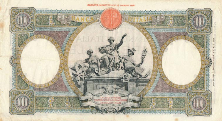 Back of Italy p63: 1000 Lire from 1942