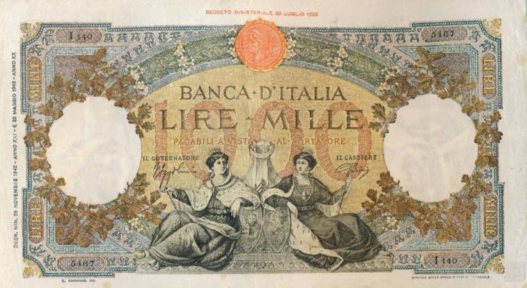 Front of Italy p63: 1000 Lire from 1942