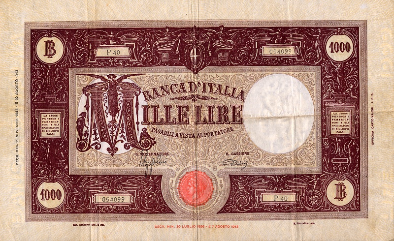 Front of Italy p72a: 1000 Lire from 1943