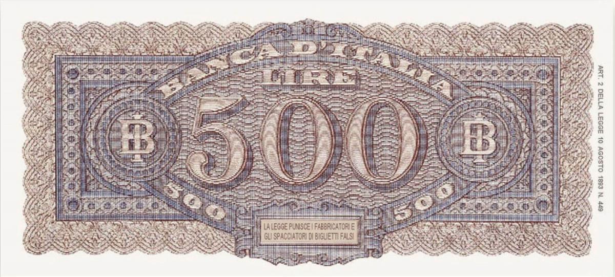 Back of Italy p76: 500 Lire from 1944