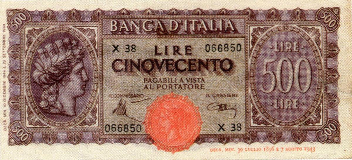 Front of Italy p76: 500 Lire from 1944